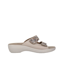 Load image into Gallery viewer, Fly Flot Slide Beige &amp; White Arch Support &amp; Velcro Adjustable Straps
