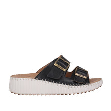 Load image into Gallery viewer, Cabello Tula Black &amp; Taupe, Slide Wedge, Sculptured Arch Support, Padded Innersole &amp; Adjustable Straps
