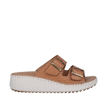 Load image into Gallery viewer, Cabello Tonic Tan &amp; Black, Adjustable Buckles, Wedge heel &amp; Contoured Innersole
