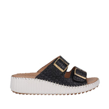 Load image into Gallery viewer, Cabello Tonic Tan &amp; Black, Adjustable Buckles, Wedge heel &amp; Contoured Innersole
