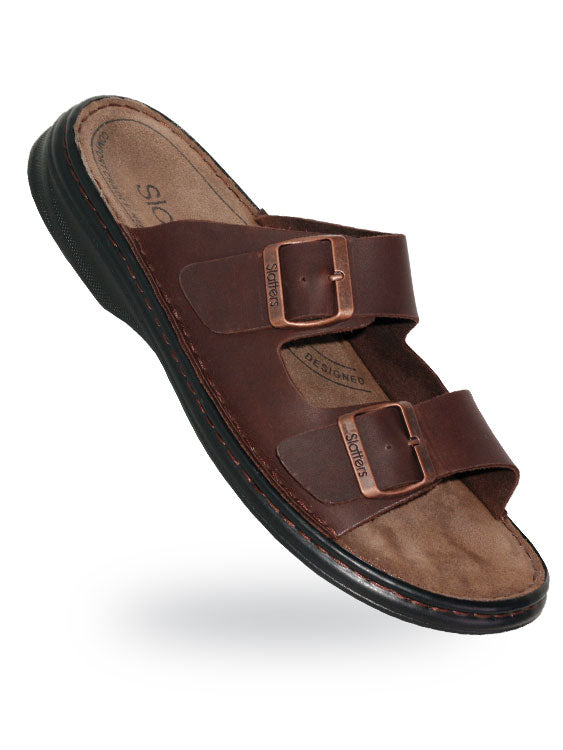 Slatters Tidal Brown, Slide, Adjustable Straps & Padded Innersole