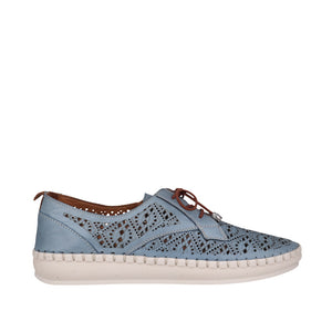 Cabello Wander Denim Blue & taupe, Orthotic Friendly, Removable Innersole & Lace