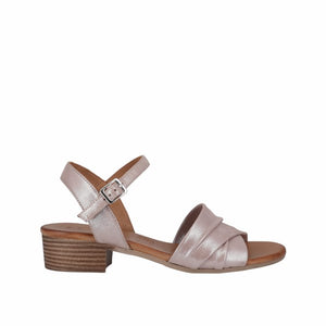 Cabello Yenice Taupe Shimmer & Navy, Low Heel & Padded Innersole