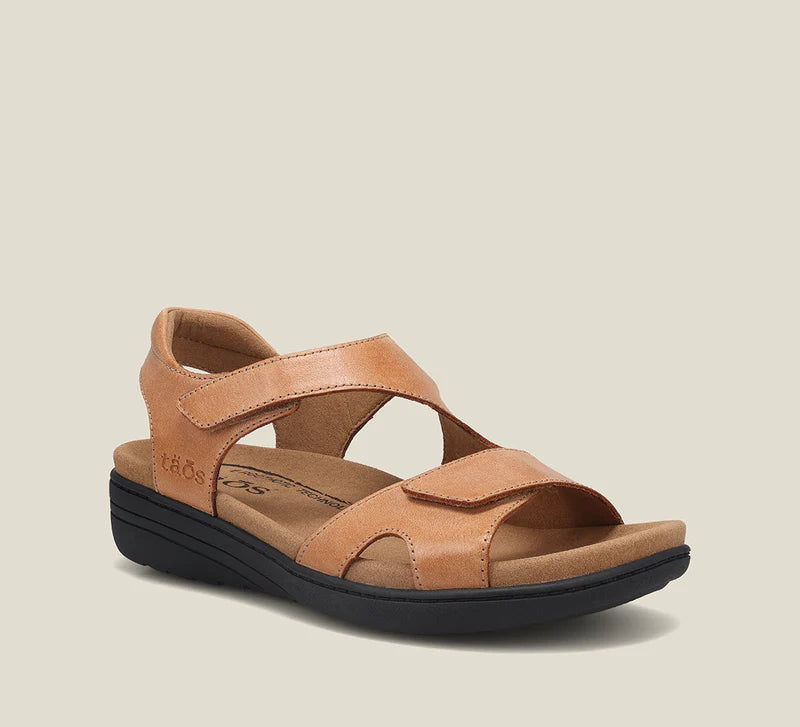 Taos Serene Tan & Black, C Fitting, Sculptured Arch Support & Dual Velcro Straps
