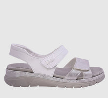 Load image into Gallery viewer, Suave Monty White &amp; Beige, Removable Innersole, Sculptured Arch support &amp; Double Velcro Straps
